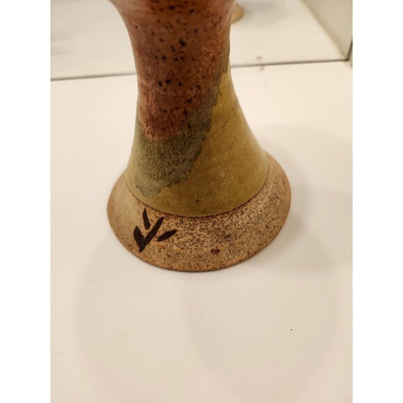 Handmade Ceramic Candle Holder Pottery Signed Artisan Rustic Design Vintage - Picture 3 of 14